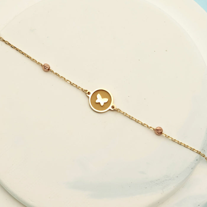 Delicate 14k Gold Butterfly Chain Bracelet