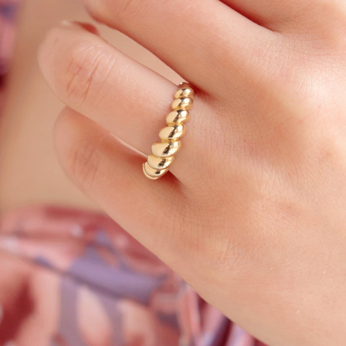 14k Solid Gold Croissant Dome Ring