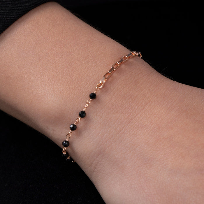 Dainty 14k Gold Onyx Chain Bracelet