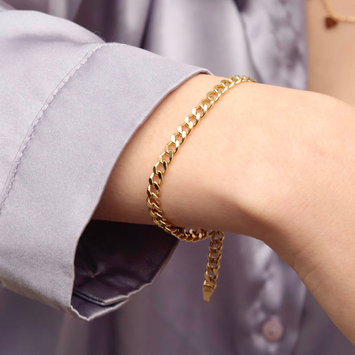 14k Solid Gold Cuban Chain Bracelet