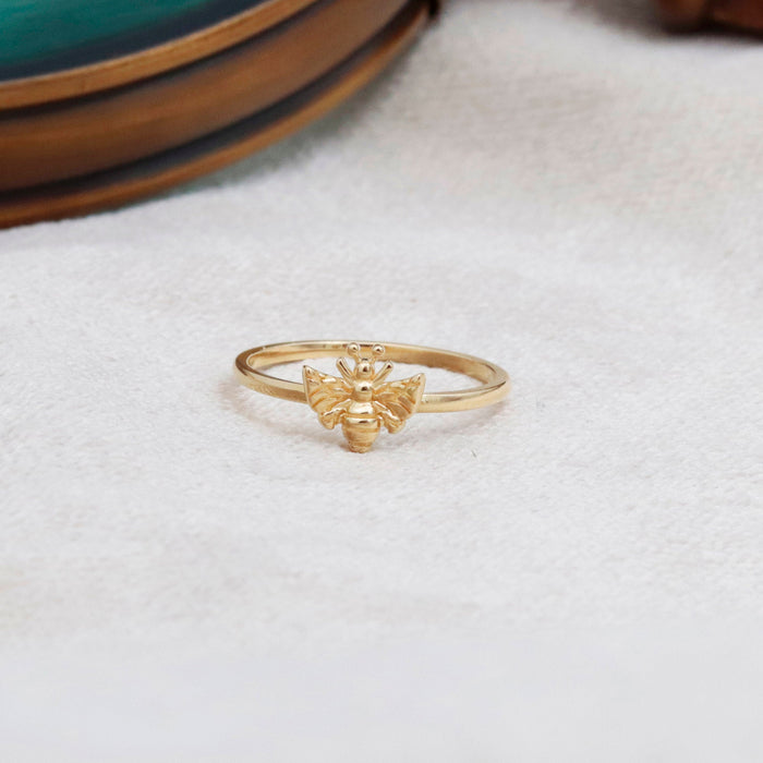 Delicate 14k Gold Honey Bee Ring