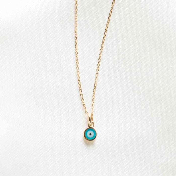 14k Solid Gold Minimalist Evil Eye Protection Charm