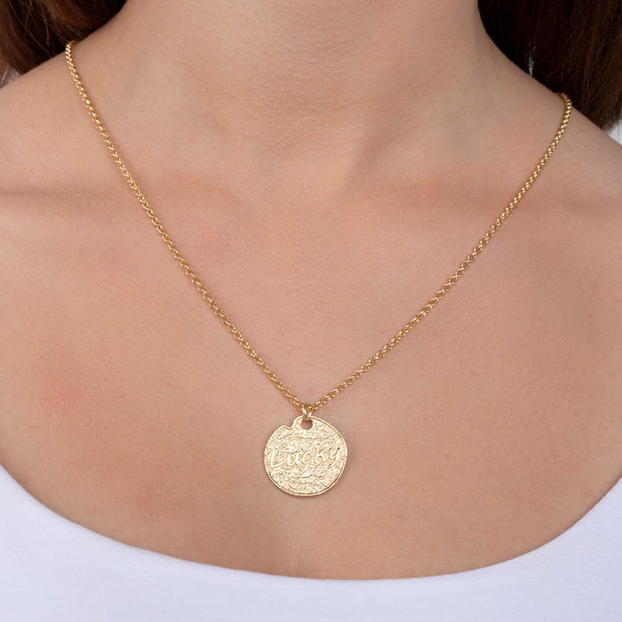 Vintage Gold Lucky Charm Medallion Necklace
