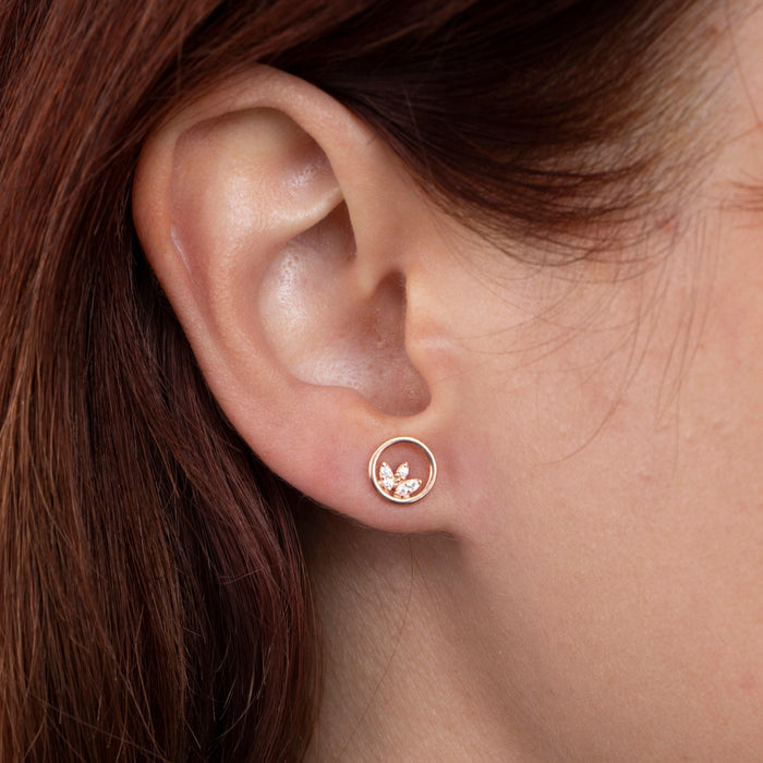 Dainty 14k Gold Lotus Flower Stud Earrings