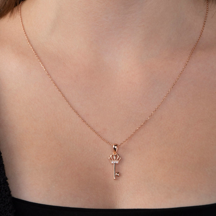 Gold Crown Key Necklace