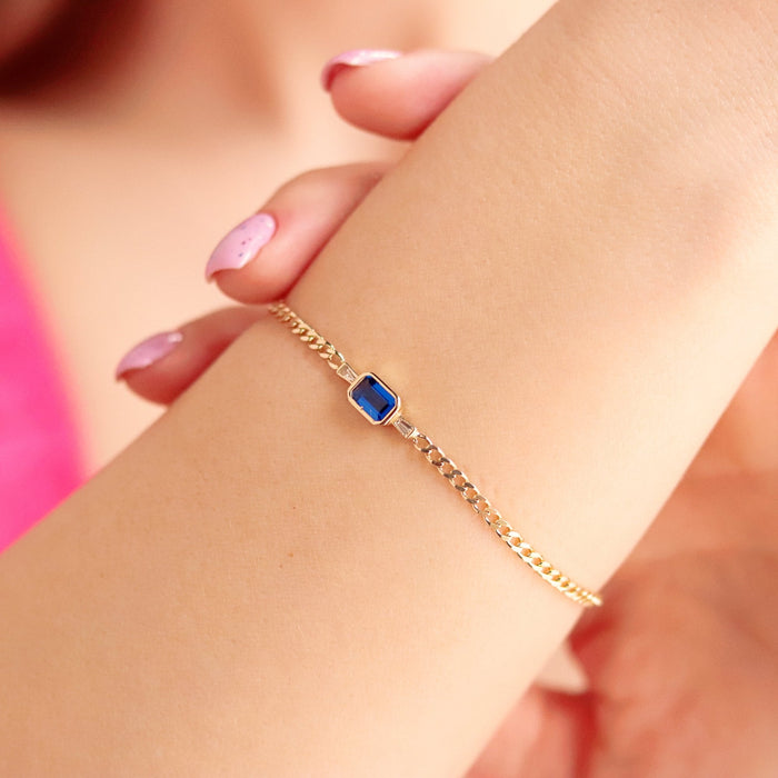 14k Solid Gold Sapphire Bracelet