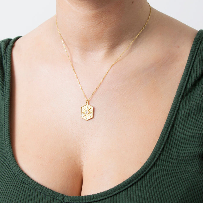 Radiant Gold Sun Medallion Necklace
