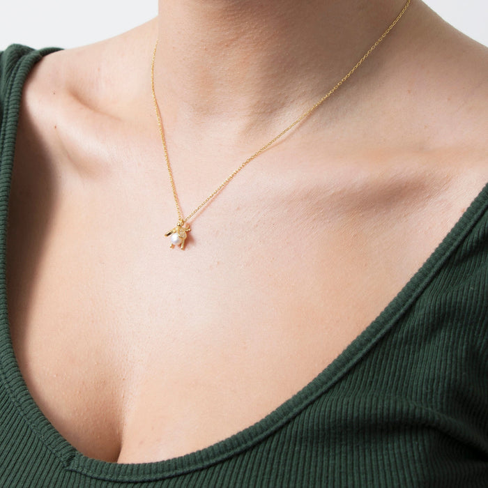 Elegant Bee & Pearl Pendant