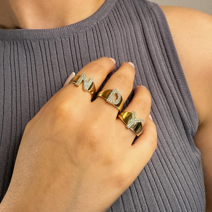Personalized 14k Solid Gold Initial Ring