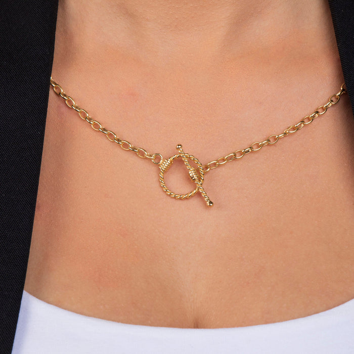 Gold Toggle Lock Chain Necklace
