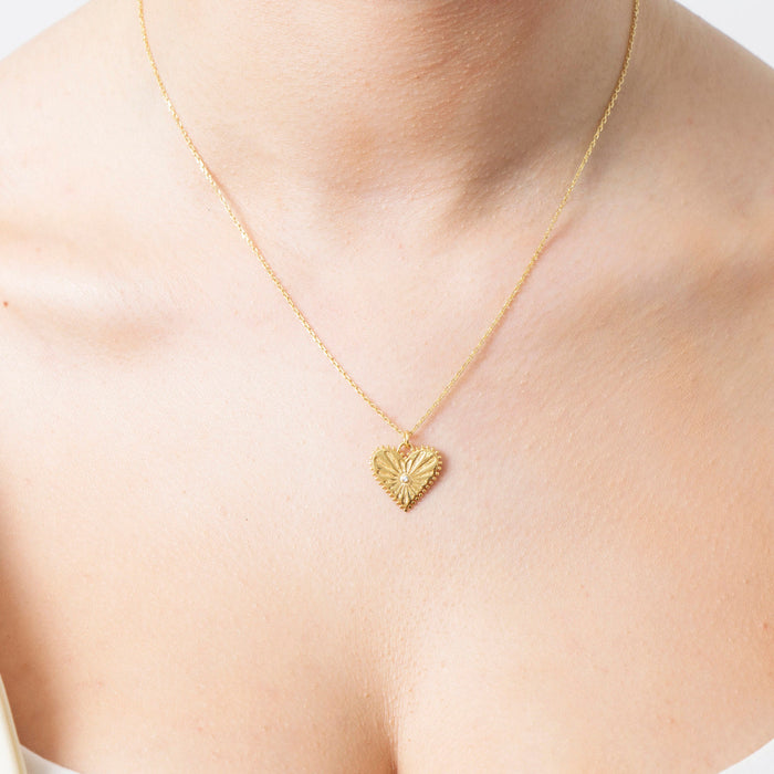 Dainty 14k Gold Vermeil Heart Pendant Necklace