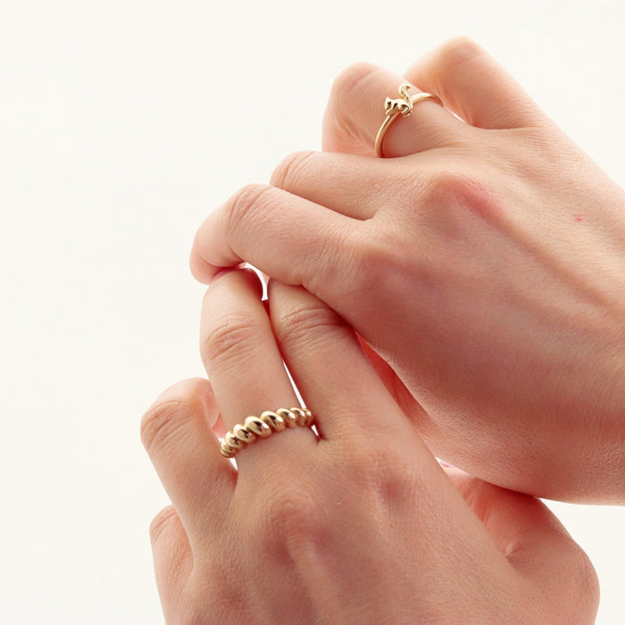 14k Solid Gold Croissant Dome Ring