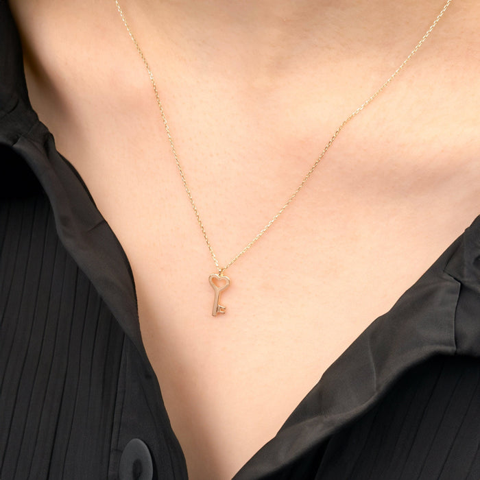 14K Gold Key Necklace