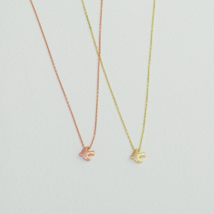 Gold Tiny Bird Pendant Necklace