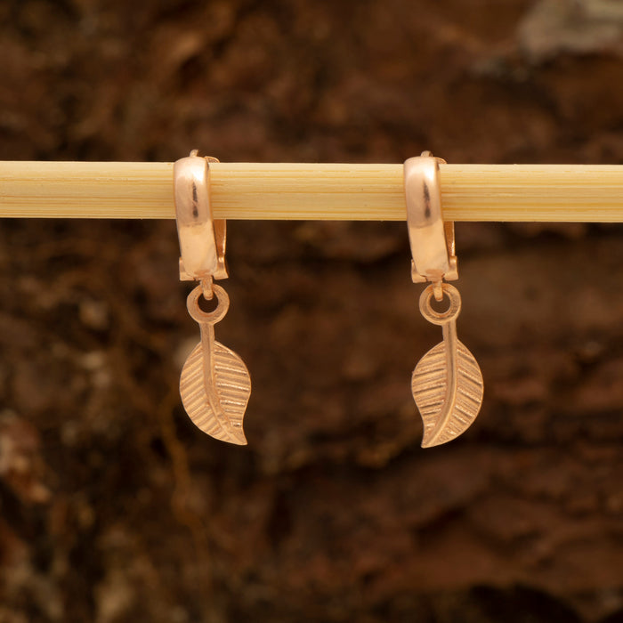 Gold Leaf Hoop Earrings