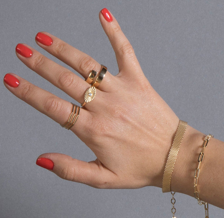 Elegant Hexagon Geometric Gold Ring