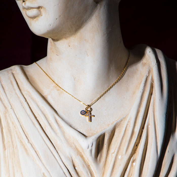 Gold Evil Eye Cross Necklace