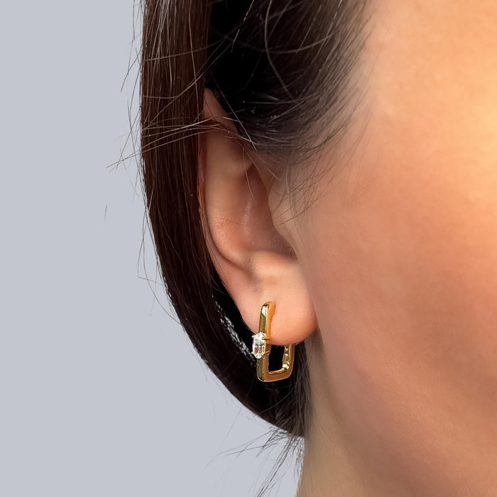 Gold Geometric Huggie Hoop Earrings