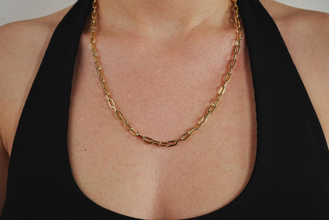 14K Gold Paperclip Chain Necklace