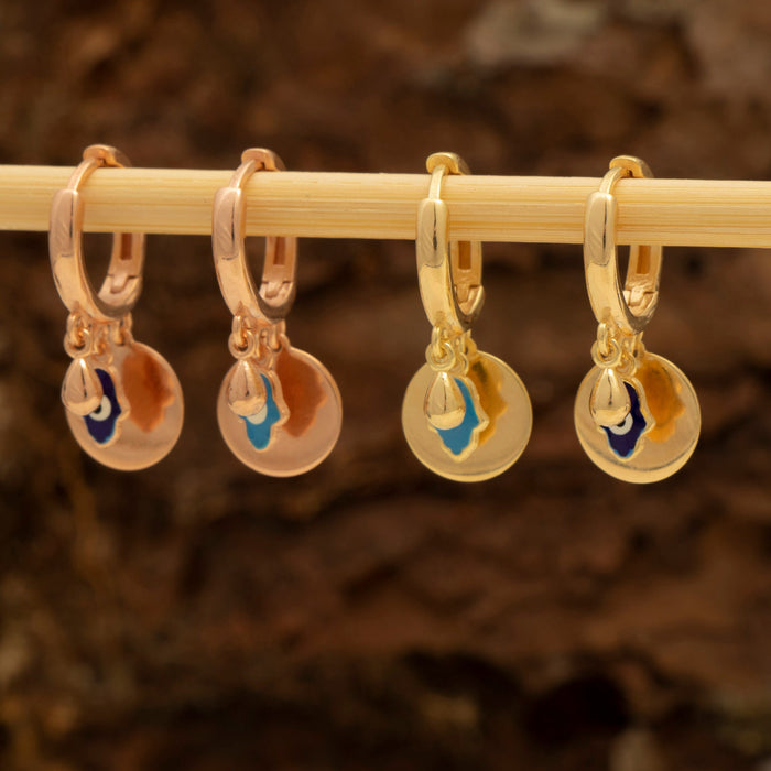 Dainty Hamsa Evil Eye Hoop Earrings
