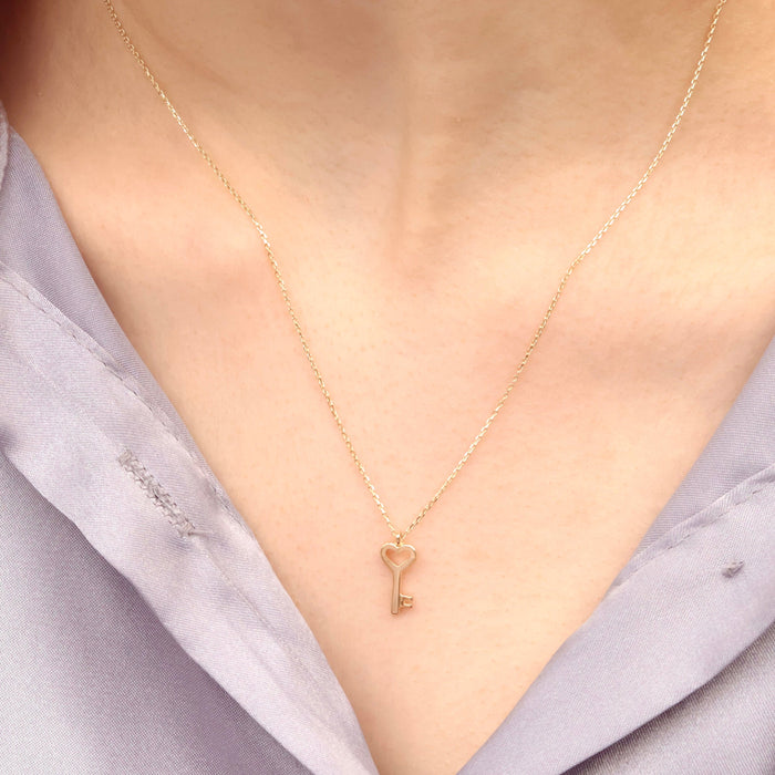14K Gold Key Necklace