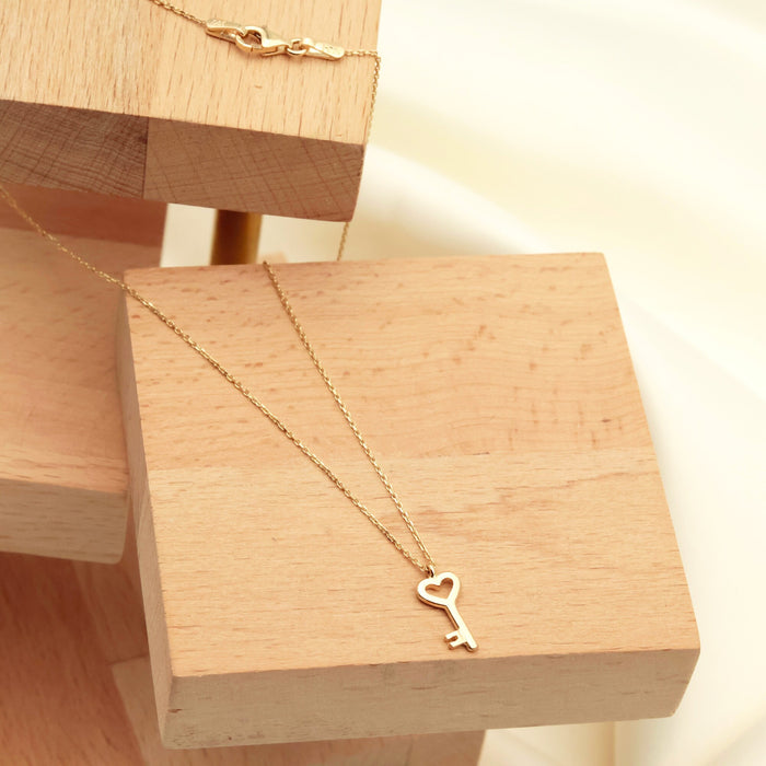 14K Gold Key Necklace