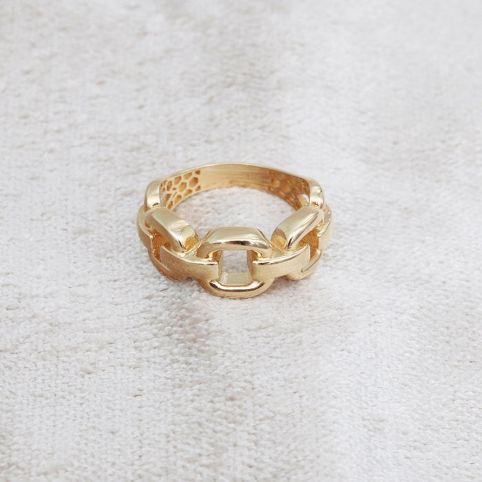 14k Solid Gold Chunky Cuban Link Statement Ring