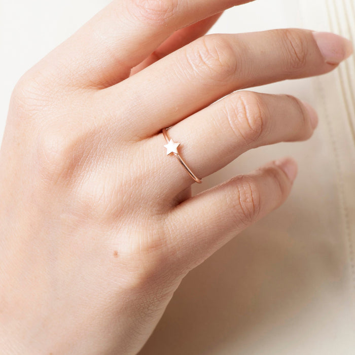 Dainty 14k Gold Star Ring