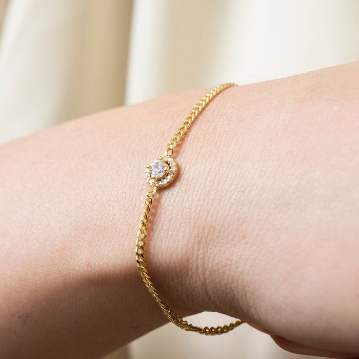 Gold Vermeil Cubic Zirconia Solitaire Bracelet