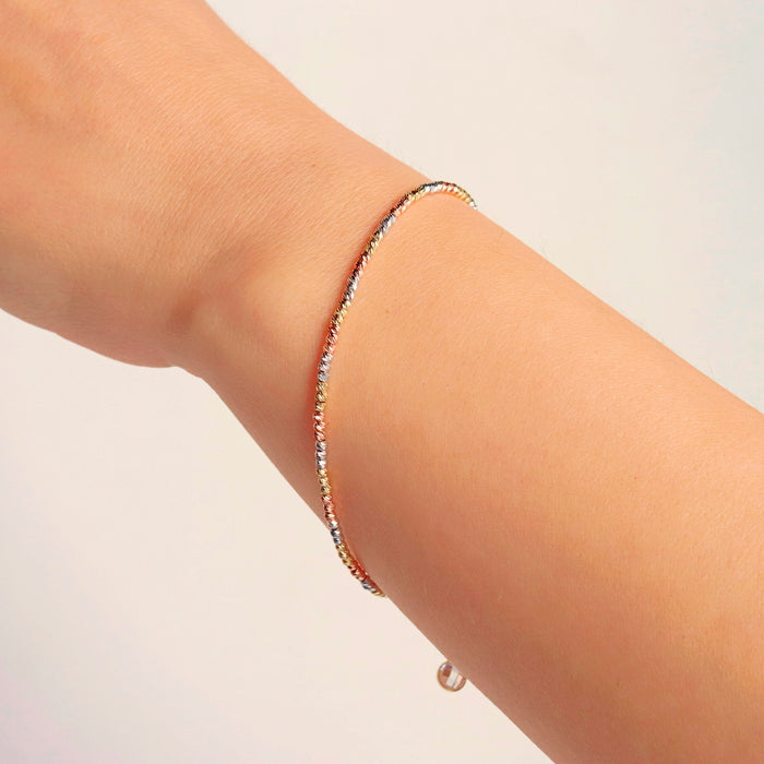 Delicate 14k Solid Gold Beaded Chain Bracelet