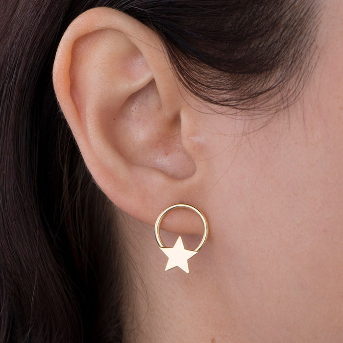 Celestial Gold Star Hoop Earrings