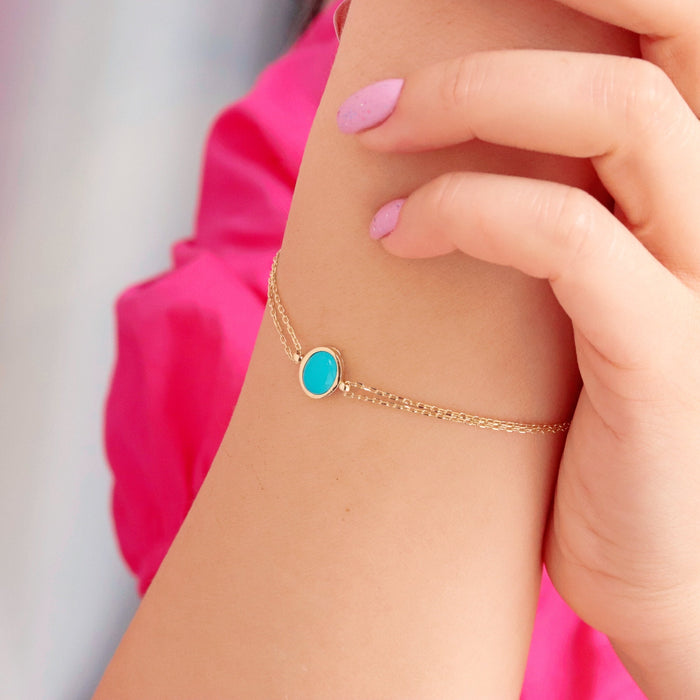 14k Gold Turquoise Bracelet
