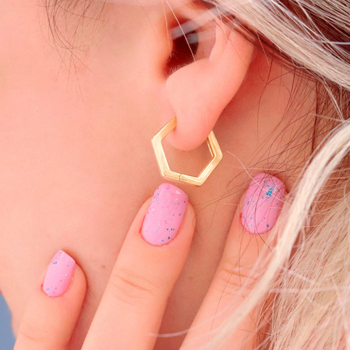 Dainty Gold Filled Hexagon Hoop Earrings
