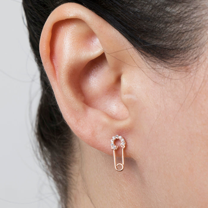 Gold Safety Pin Stud Earrings