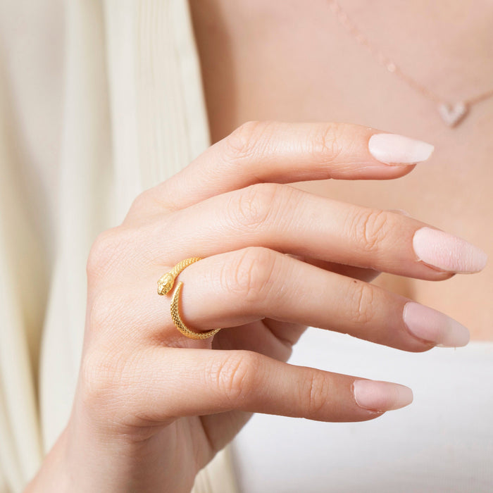 Dainty 14k Gold Snake Ring