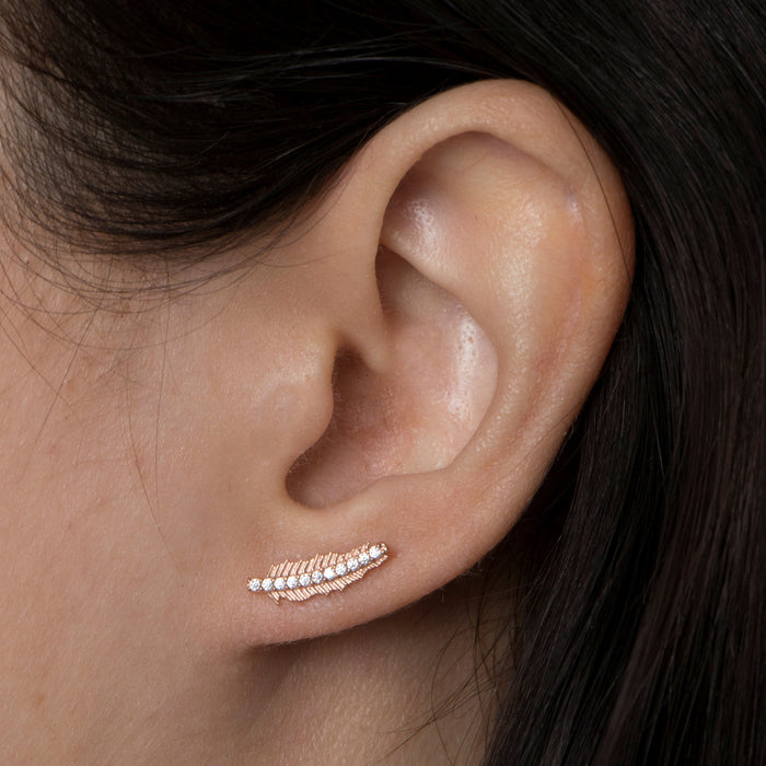 Elegant Feather Ear Climbers
