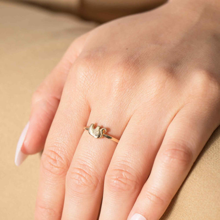 14K Solid Gold Elephant Ring