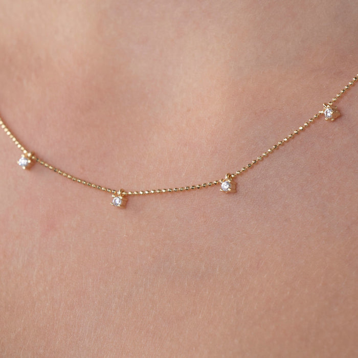 Dainty CZ Station Necklace