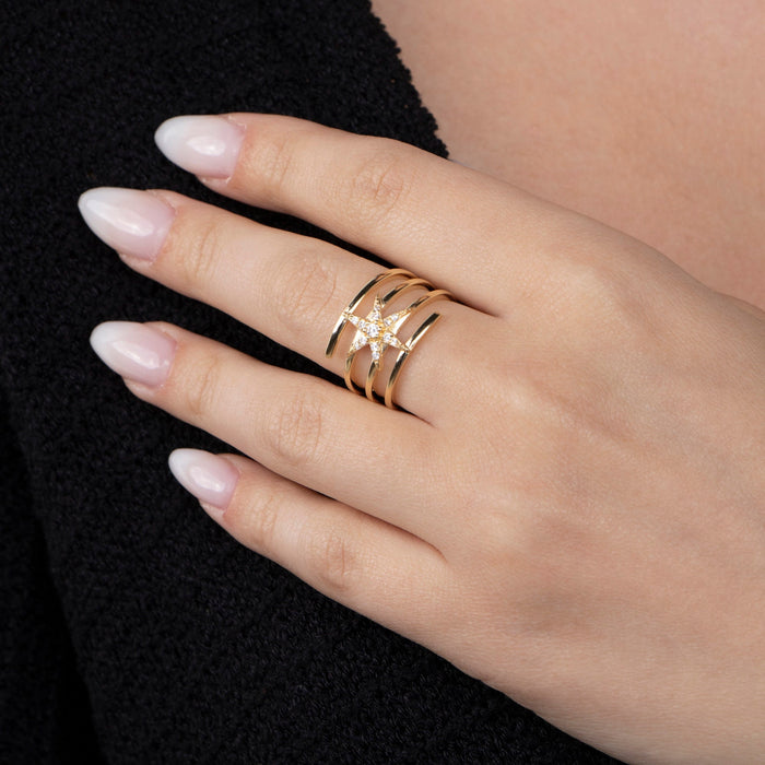 Gold North Star Ring