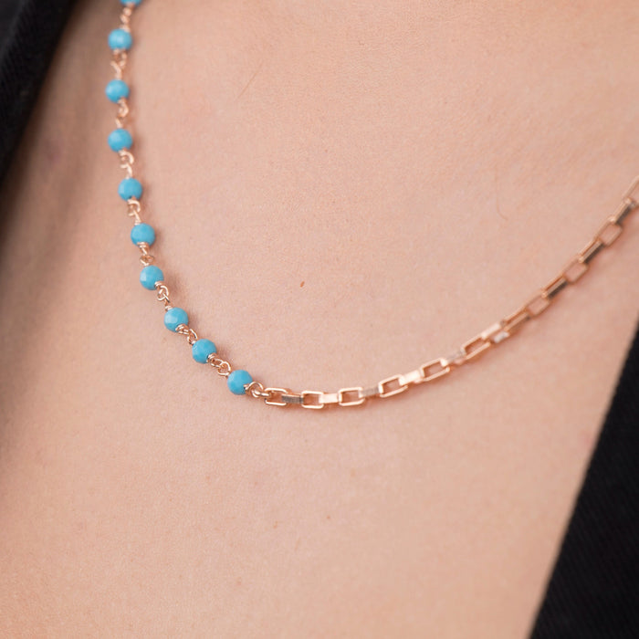 Elegant Turquoise & Gold Chain Necklace