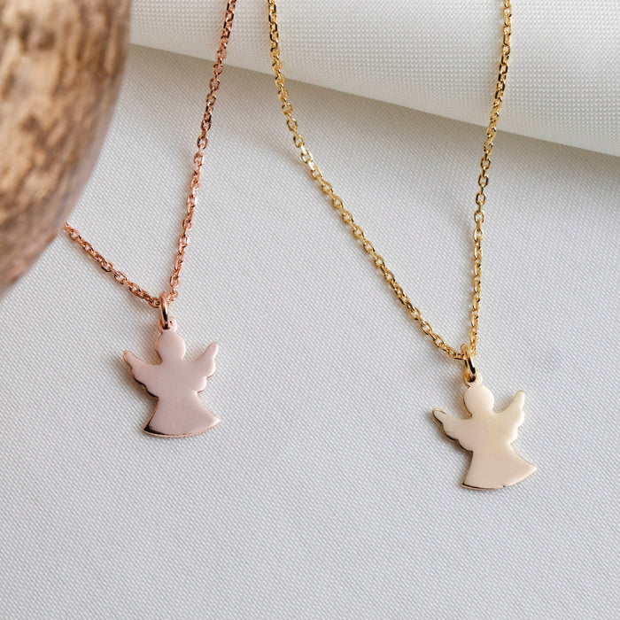 Minimalist 14k Gold Angel Necklace