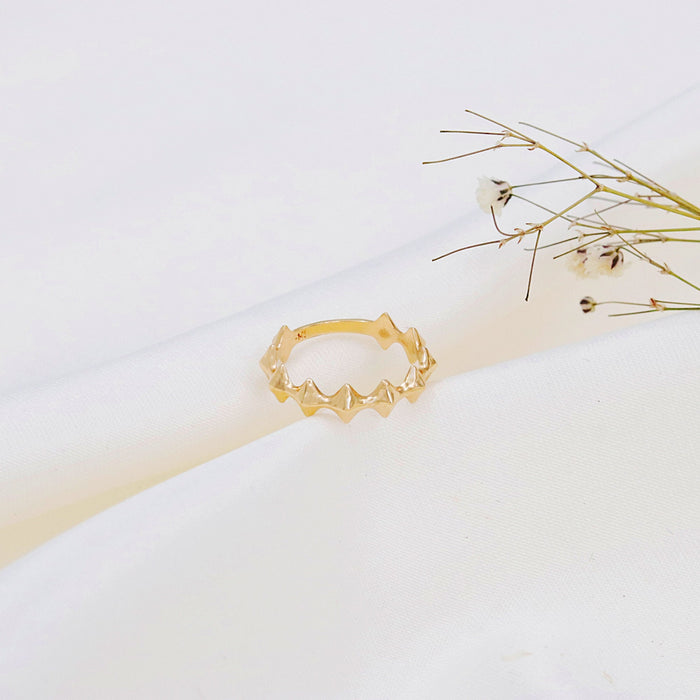 14k Solid Gold Pyramid Spike Ring