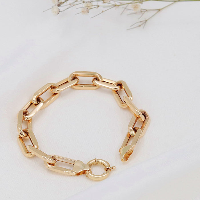 14k Solid Gold Paperclip Bracelet