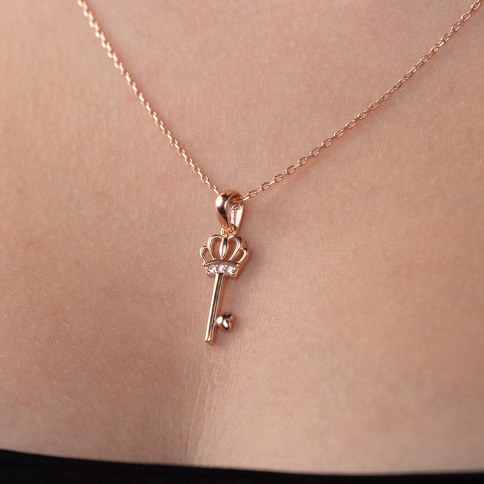Gold Crown Key Necklace