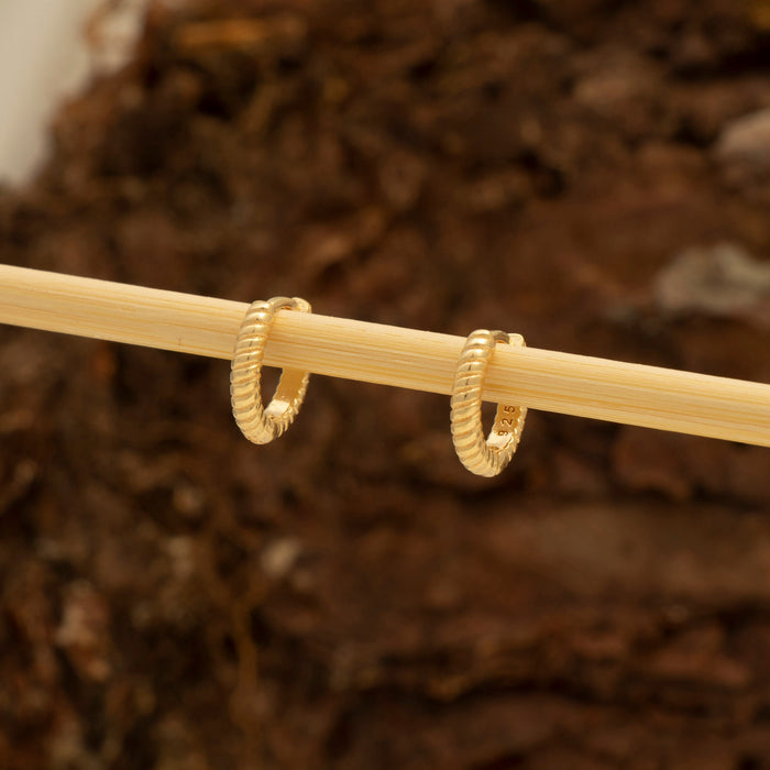 Twisted Gold Huggie Hoop Earrings