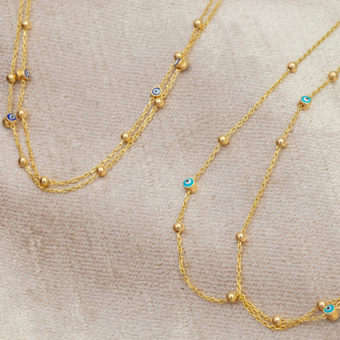Evil Eye Beaded Station Necklace