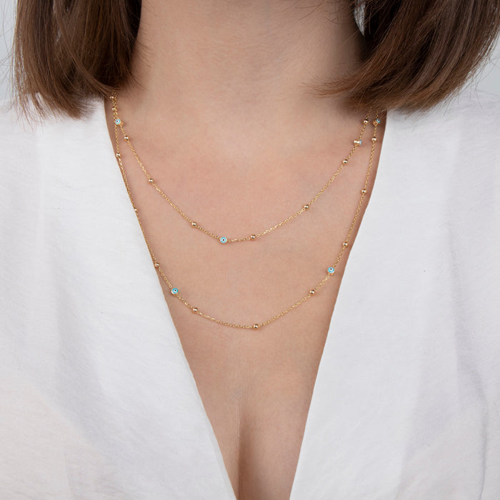 Evil Eye Beaded Station Necklace