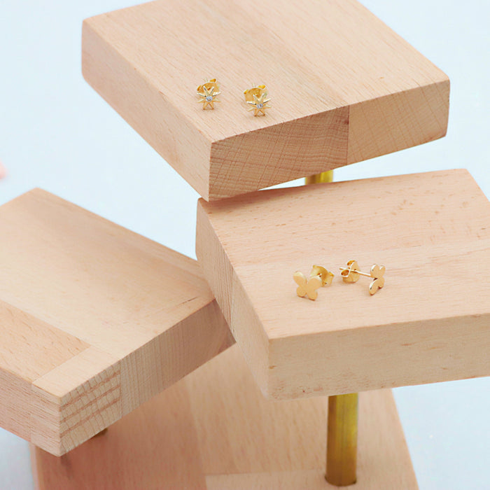 14k Gold Star Burst Stud Earrings
