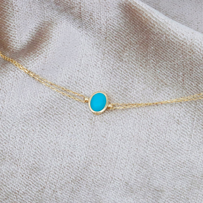 14k Gold Turquoise Bracelet