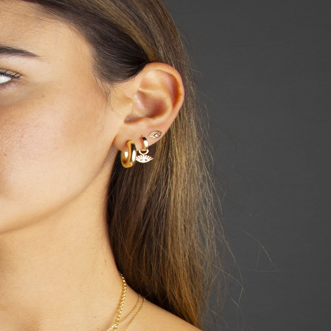 Gold Evil Eye Stud Earrings